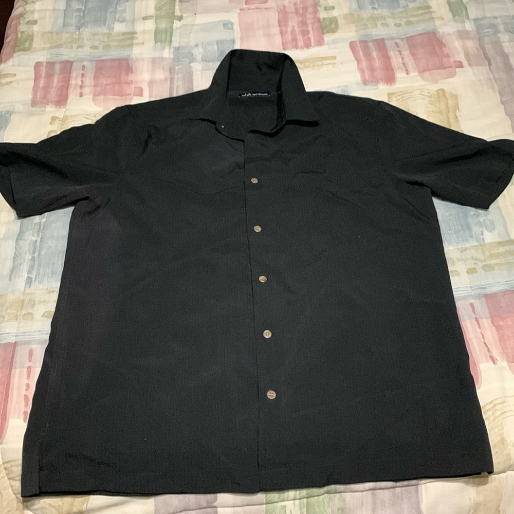 Vintage John Ashford Cotton Men Large Sport Short Sleeve Button Up Shirt